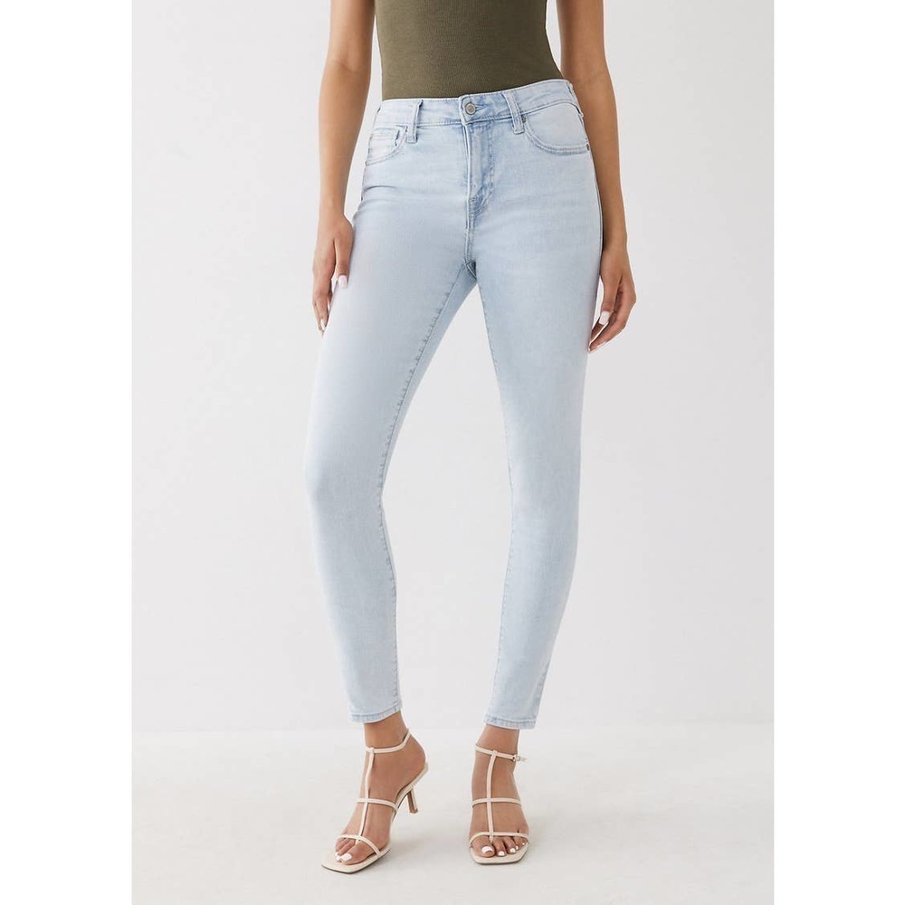 NWT TRUE RELIGION Jennie Curvy High Rise Skinny Light Blue Wash Jeans Size 24